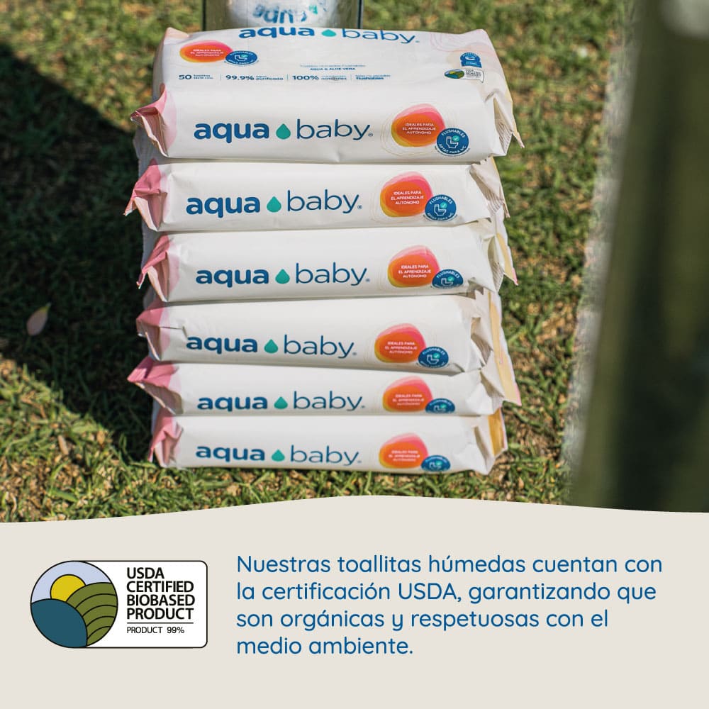 Aqua Baby Flushables 12 Bolsas de 50 Toallitas Húmedas