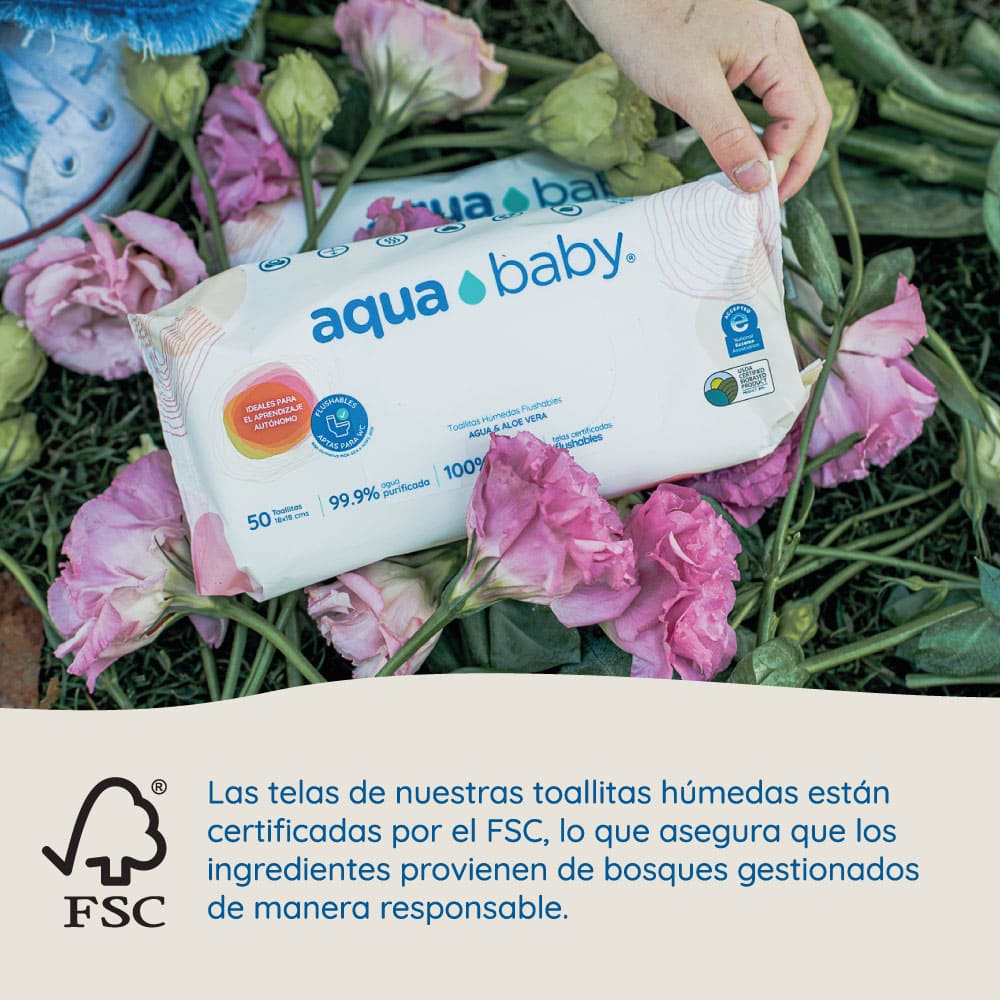 Aqua Baby Flushables 12 Bolsas de 50 Toallitas Húmedas