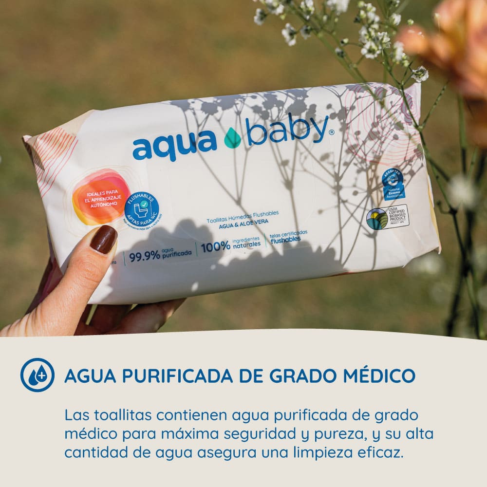 Aqua Baby Flushables 12 Bolsas de 50 Toallitas Húmedas