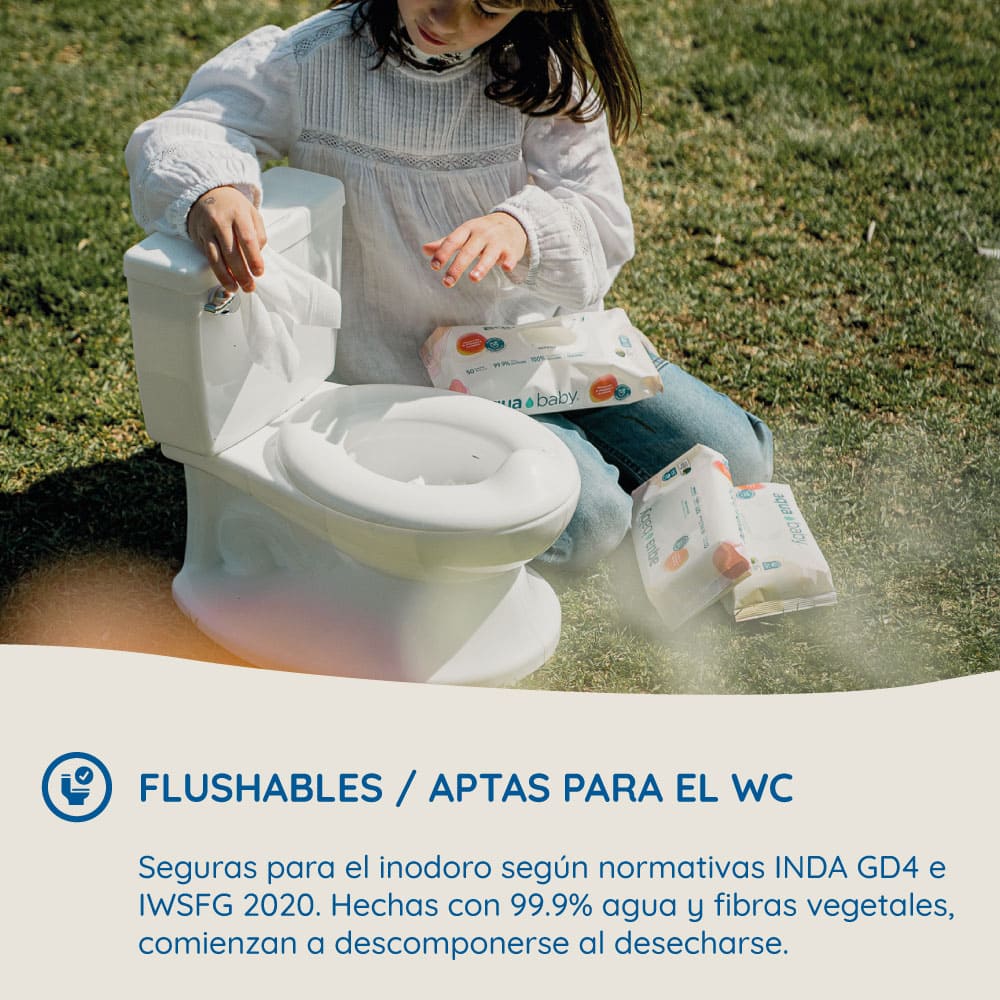 Aqua Baby Flushables 12 Bolsas de 50 Toallitas Húmedas