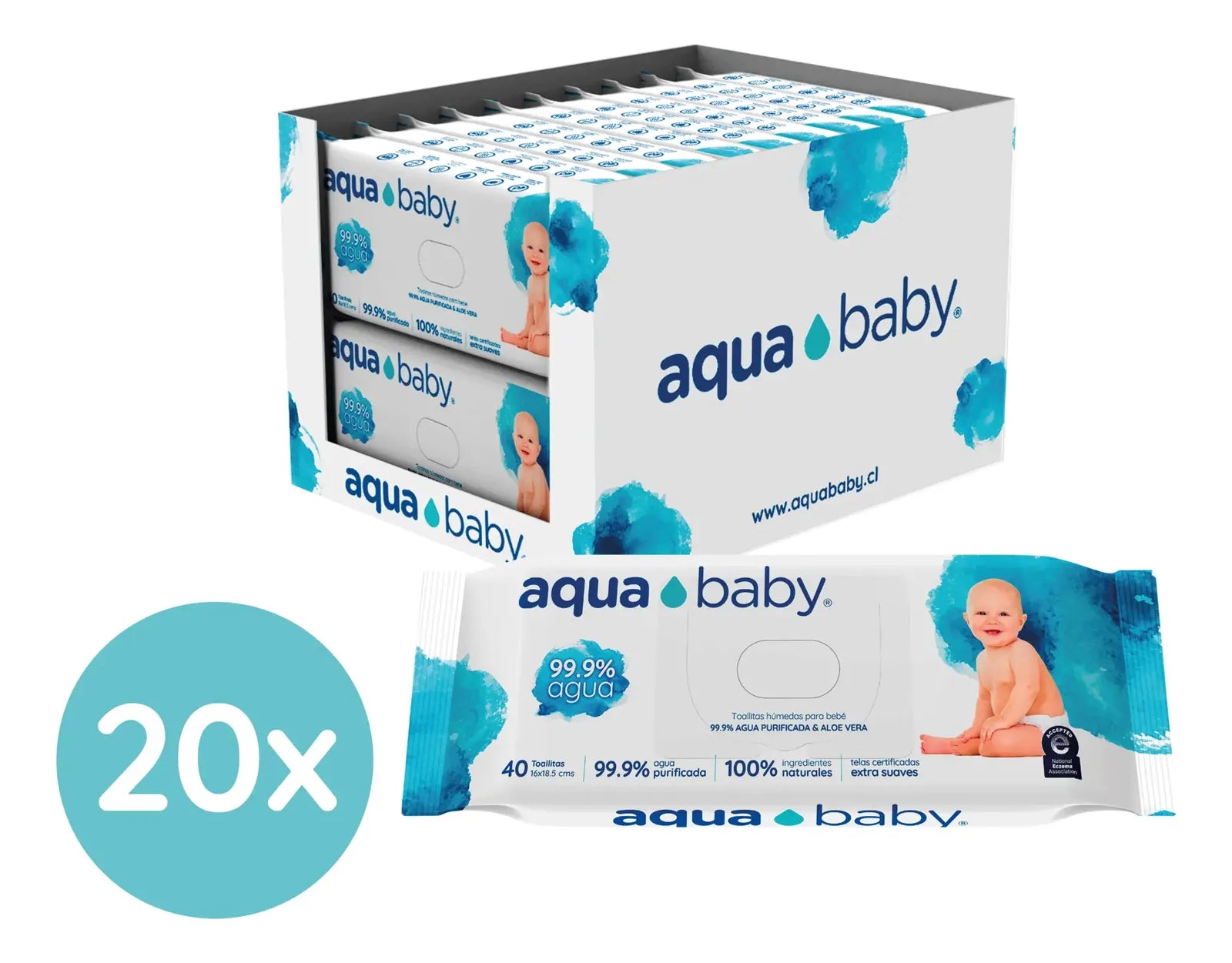 Aqua Baby 20 Bolsas de 40 Toallitas